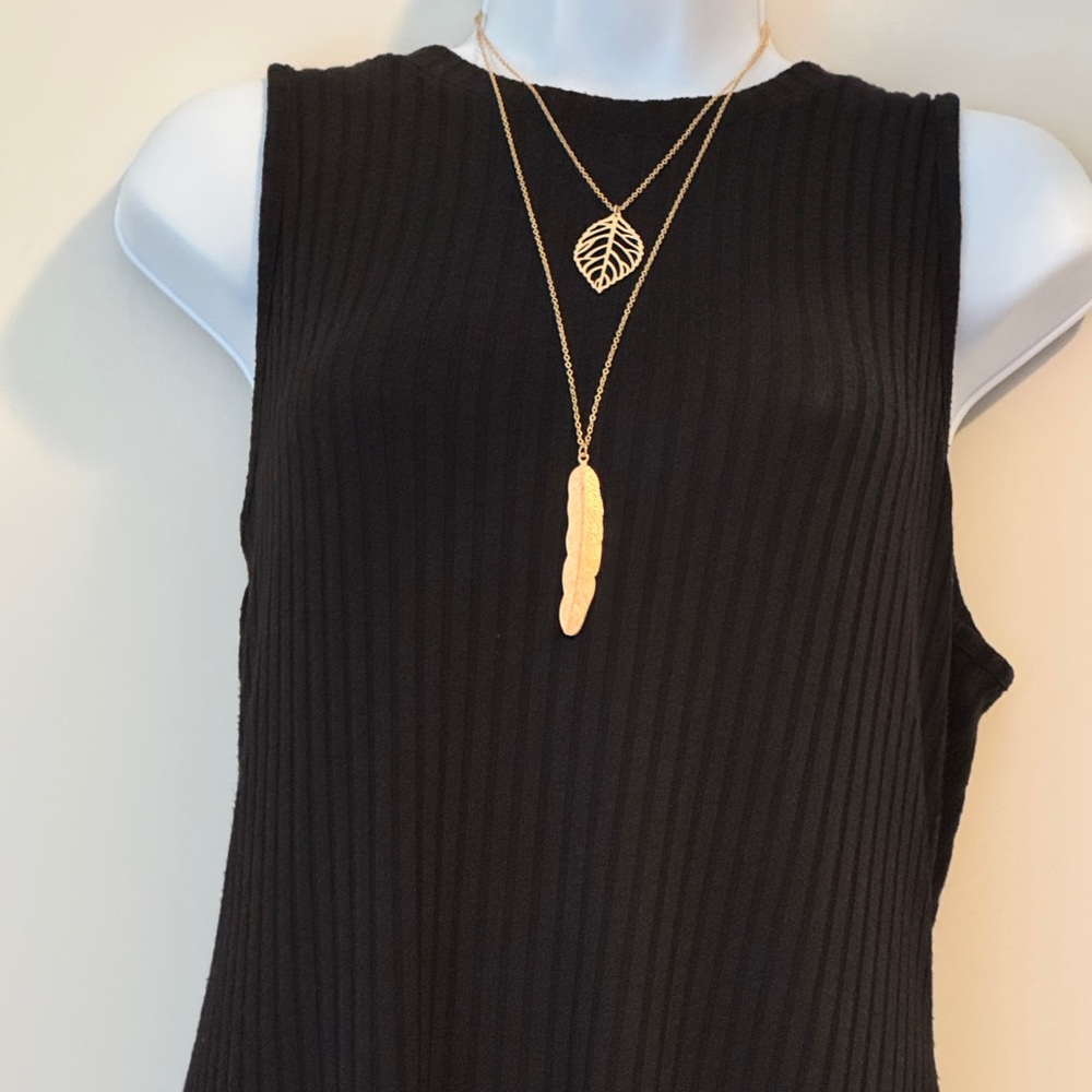 Gold Plated Leaf Pendant Necklace